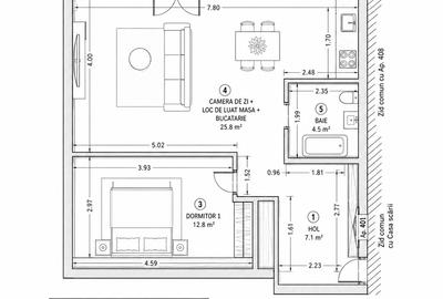 Apartament 73.6 mp. Novopolis cu terasă 23.4 mp. + parcare proprietate - 11