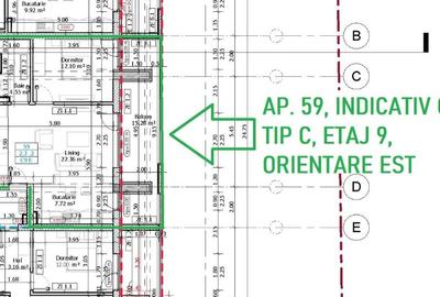 Apartament 2 camere, etaj 9, zona 13 Septembrie - 38