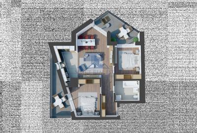 Apartament cu 3 camere semidecomandat, mobilat în Mihai Viteazul