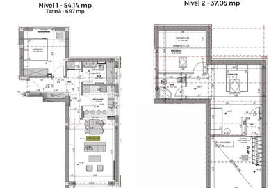 Penthouse 3 camere, 2 băi, mobilat complet, orientare SUD - întabulat - 9