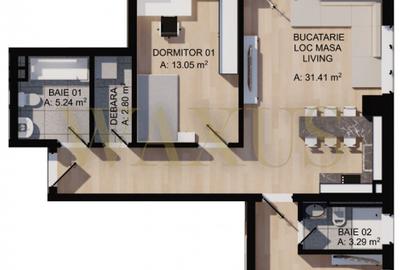 Apartament cu 3 camere semidecomandat în Florești