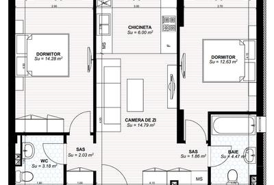 Apartament cu 3 camere în Ultracentral