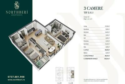 Apartament 3 camere 90mp | finalizat padurea Baneasa | Stejarii - 3