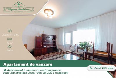 Apartament 3 camere cu centrala proprie, zona 100 Micalaca, Arad - 1