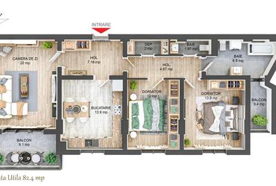 Apartament 3 camere decomandate 82mp + 12mp balcon zona Ciresica - 6