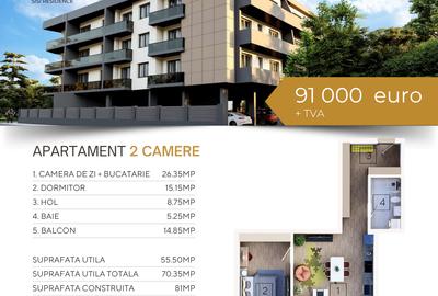 Apartament cu 2 camere în Tomis Nord