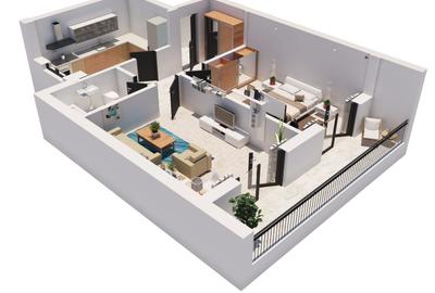 Apartament cu 2 camere decomandat, mobilat în Kamsas
