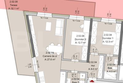 Apartament 3 camere, 69 mp, Terasa 32 mp, Imobil Nou, Zona The Office - 2