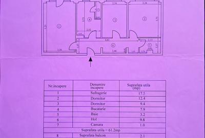 Apartament 3 camere confort 1 decomandat, Plantelor, etaj 10/10. - 2