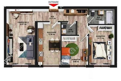Apartament cu 3 camere 2 bai si parcare privata in Selimbar zona Brana - 14