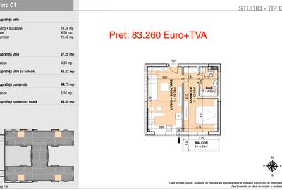 Apartament cu 2 camere semidecomandat în Militari