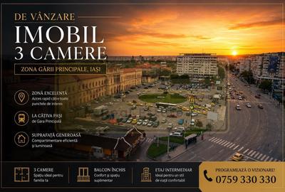 Apartament 3 camere zona Garii - 10 min Copou - 1