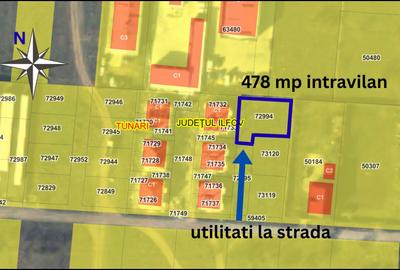 Vanzare Teren Construibil, Intravilan, CU,  478 mp - Tunari! Comision 0% - 3