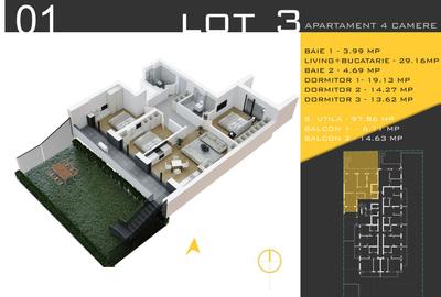 AP. 4 CAM.+CURTE 77MP IN NOUL PROIECT ROSSA RESIDENCE / PALLADY! - 1