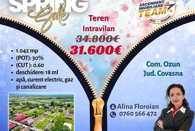 Oportunitate pe 1.100 mp intravilan, pregatit,Ozun,10 min de Sfantu Gheorghe,Cov - 1