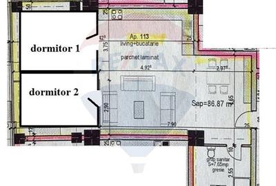 3 cam, 83 mp, zona Rivus, bloc nou, et 1, finisat, comision 0 - 9