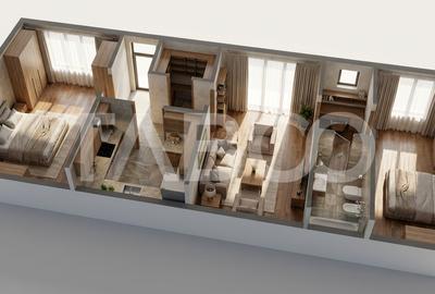 Apartament cu 3 camere semidecomandat, mobilat în Terezian