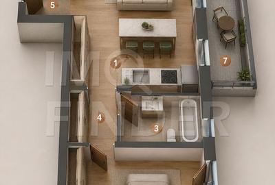 2 camere premium cu terasa generoasa | design elegant | complet mobilat - 16