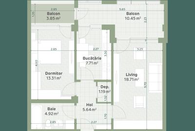 Apartament cu 2 camere decomandat în Frumoasa