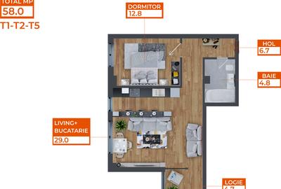 Ap 2 Camere | TIP 6 | 58 mp | Finalizat | Complex Comat Towers - 5