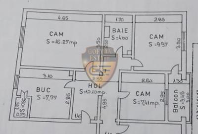 4 camere decomandate etaj 1, CET, zugravit recent, gaze, balcon, pod, 67.10mp - 19