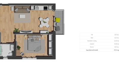 Apartament cu 2 camere semidecomandat în Mănăștur