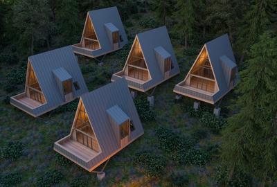 Complex A-Frame – 2 cabane construite + 3 în proiect (AC) -  suprafata 2157 mp - 3