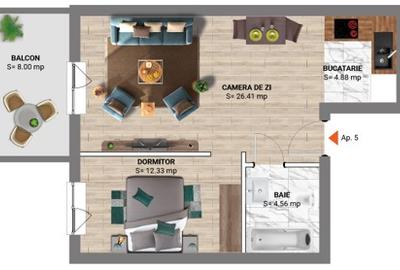 Studio foarte spatios, bloc finalizat Padurea Baneasa - suprafata vitrata mare - 9