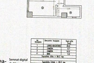 Apartament cu 3 camere semidecomandat în Central