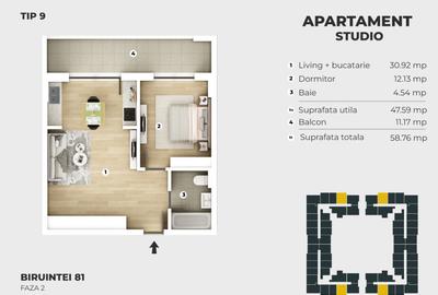 Apartament cu 2 camere semidecomandat în Central