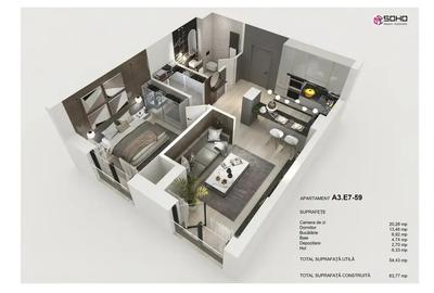 Apartament cu 2 camere semidecomandat în Tractorul