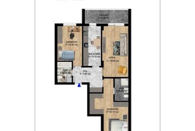 AP. 3CAM. SPATIOS - BLOC PREMIUM P+4 / METROU N. TECLU. PALLADY! - 1