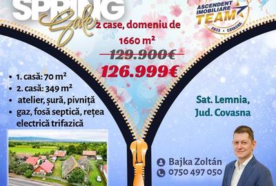 FILM!  2 case,domeniu de 1.660mp, cu atelier,anexe,Lemnia,Covasna - 1