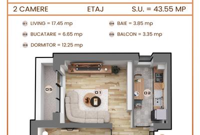 Apartament 2 camere de vanzare, Militari Residence, Comision 0% - 1