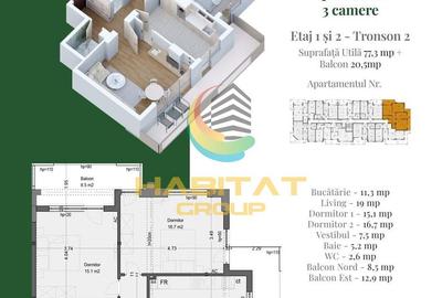 Pallady 3 camere decomandat spatios 98 mp bloc tip Boutique - 2