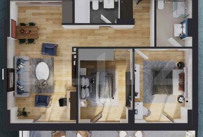 Apartament cu 3 camere semidecomandat în Iris