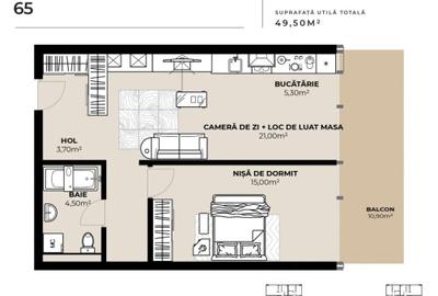 Apartament cu 2 camere în Dâmbul Rotund