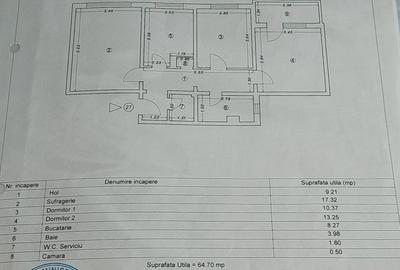 Inel II - 3 Camere decomandate confort 0, etaj 1, centrala gaze - 128.000euro - 1