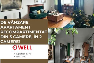 De vânzare Apartament recompartimentat din 3 camere, în 2 camere! - 1