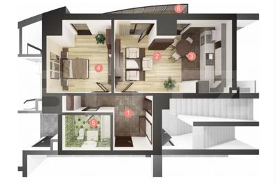 Apartament cu 2 camere, 51 mp, semifinisat, imobil nou - Manastur - 1