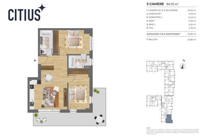 Apartament 3 camere cu 2 bai - 3