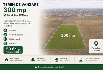 Teren intravilan 300 mp Fundulea | Str. I.G.H. Duca | Deschidere la drum - 1
