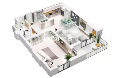 Apartament cu 2 camere | Noua | 68 mp Utili - 5