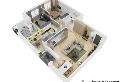 Apartament 4 camere - Tip I - 81,09 mp -   Doamna Stanca - COMISION 0 CUMPĂRĂTOR - 3