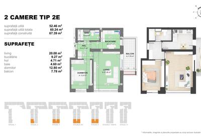 Apartament 2 Camere TIP 2E in Complex Doi Cocosi Residence - 2