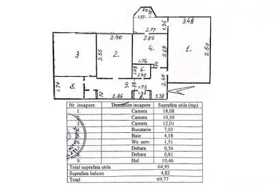Apartament cu 3 camere decomandat în