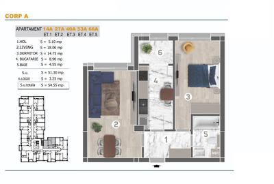 Apartament 2 camere-Decomandat-Complex Rezidential Nou-Finalizat-Grand Arena - 2