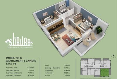 Apartament 3 camere The Suburb Buftea