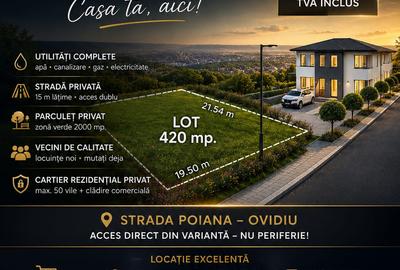 Teren Construcții de 420 mp, în Ovidiu