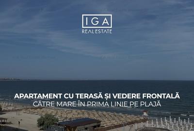 Apartament cu terasa și vedere frontala către mare în prima linie pe plaja